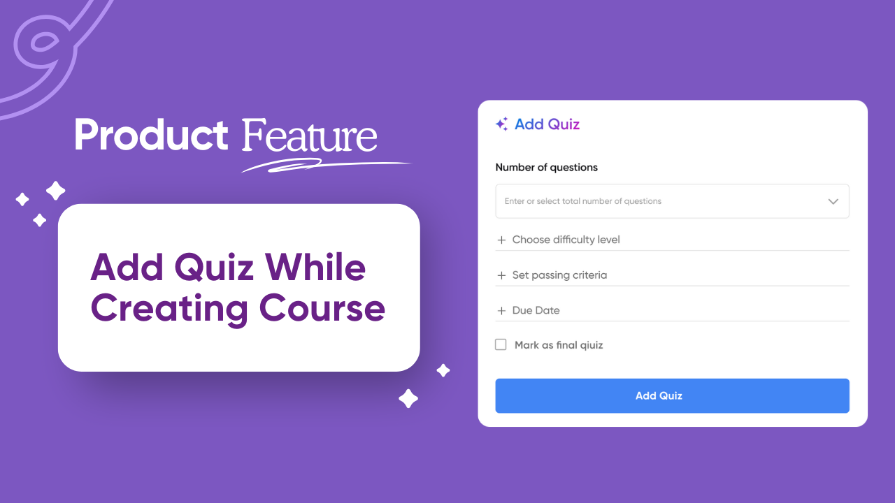 Add Quiz while creating course
